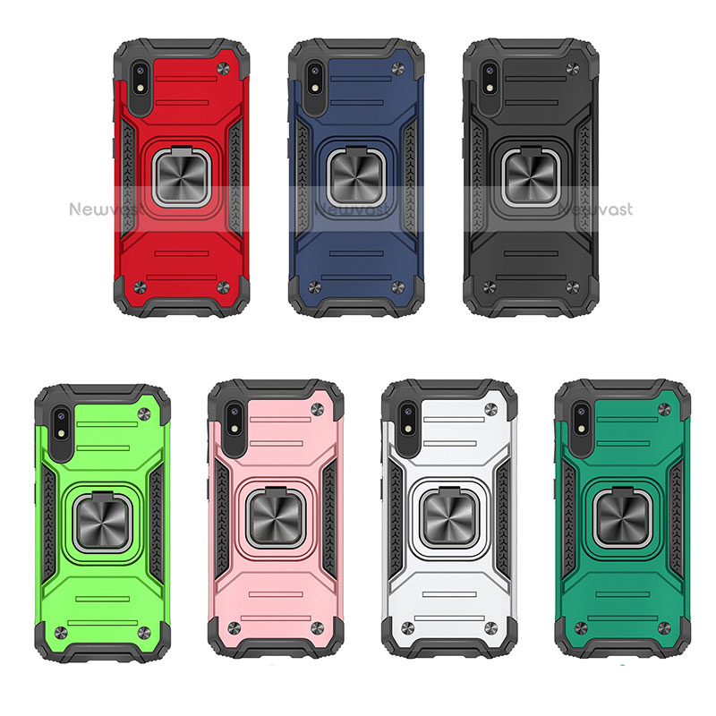 Silicone Matte Finish and Plastic Back Cover Case with Magnetic Finger Ring Stand MQ1 for Samsung Galaxy A10e