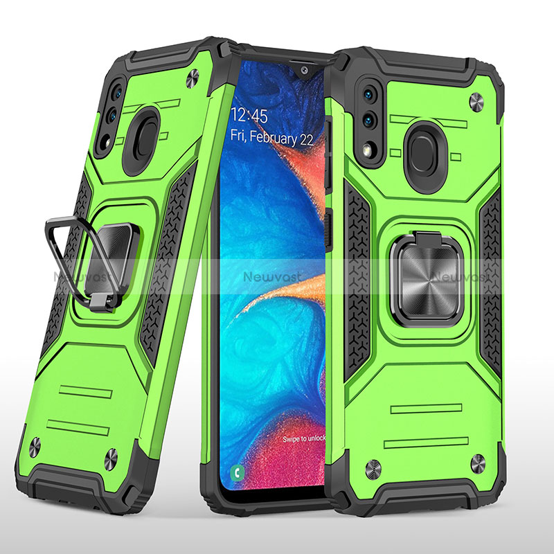 Silicone Matte Finish and Plastic Back Cover Case with Magnetic Finger Ring Stand MQ1 for Samsung Galaxy A30