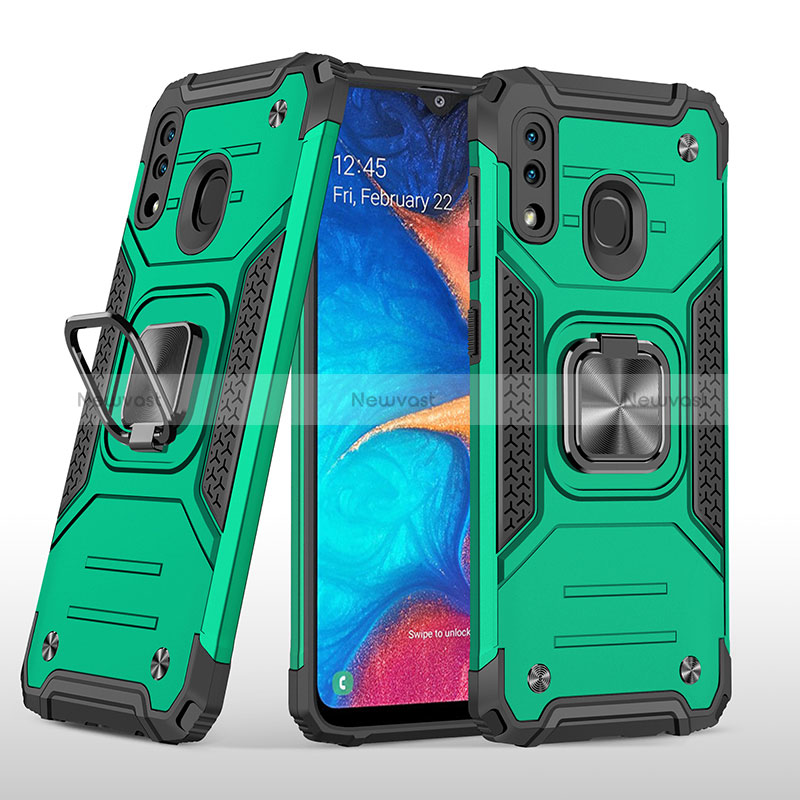 Silicone Matte Finish and Plastic Back Cover Case with Magnetic Finger Ring Stand MQ1 for Samsung Galaxy A30