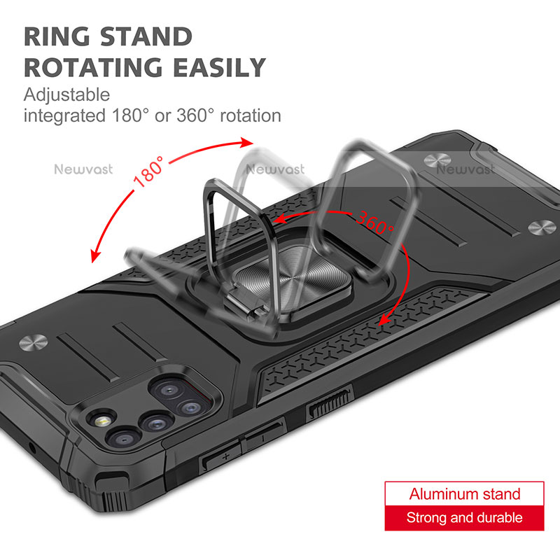 Silicone Matte Finish and Plastic Back Cover Case with Magnetic Finger Ring Stand MQ1 for Samsung Galaxy A31