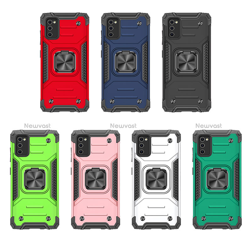 Silicone Matte Finish and Plastic Back Cover Case with Magnetic Finger Ring Stand MQ1 for Samsung Galaxy A41