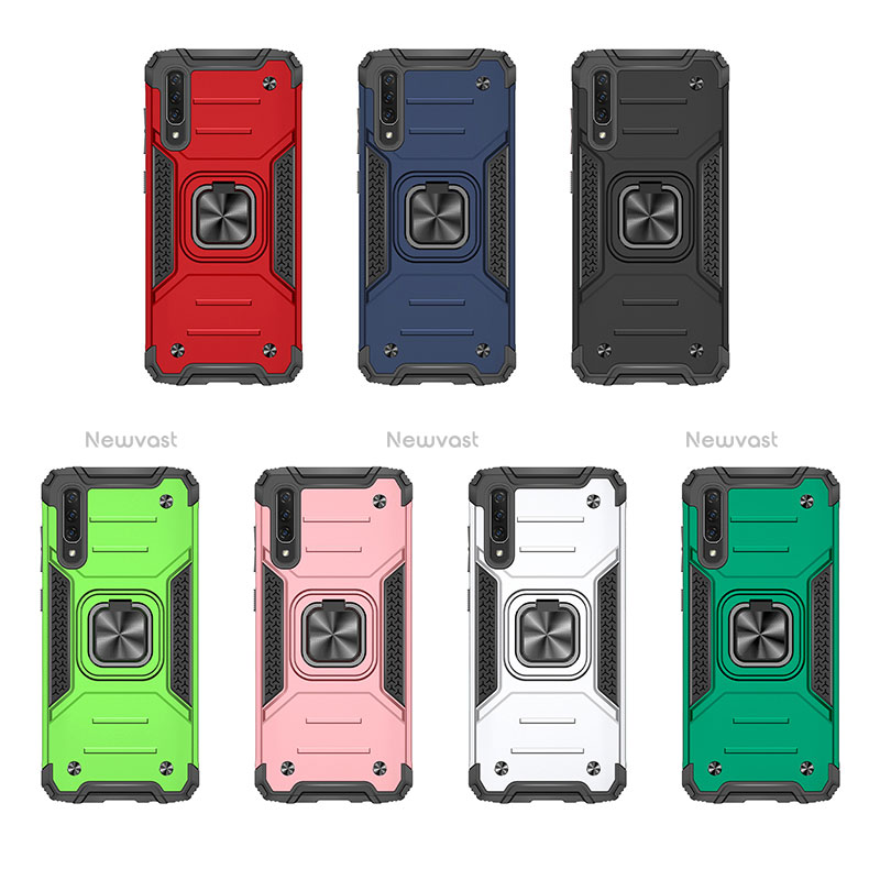Silicone Matte Finish and Plastic Back Cover Case with Magnetic Finger Ring Stand MQ1 for Samsung Galaxy A70S