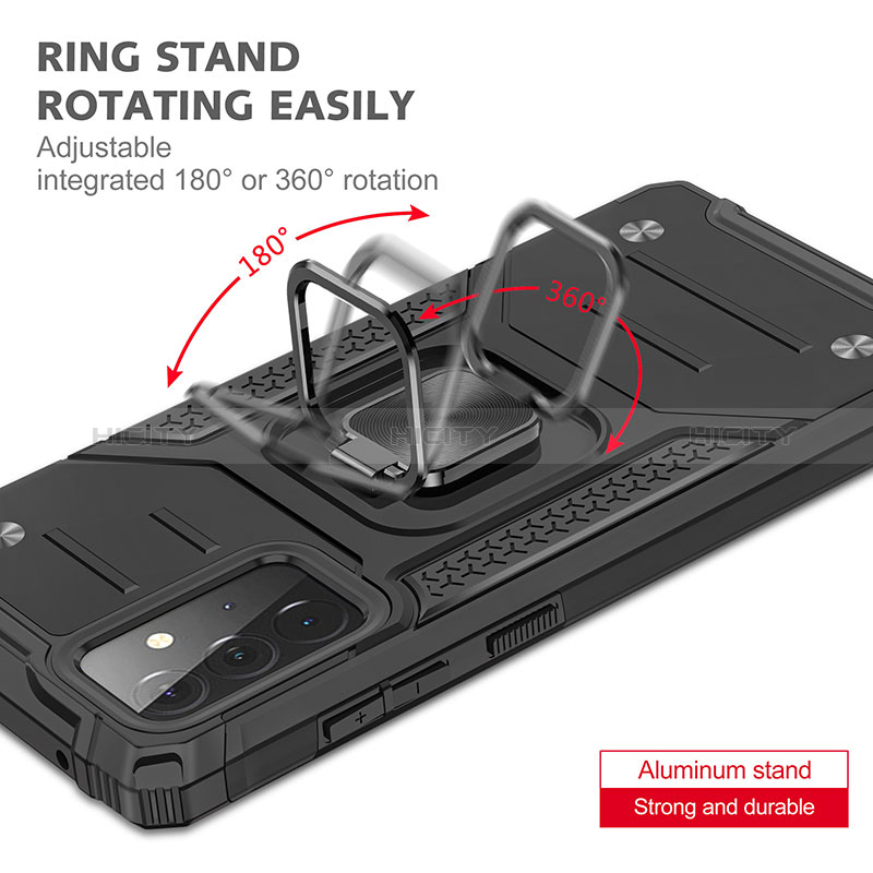 Silicone Matte Finish and Plastic Back Cover Case with Magnetic Finger Ring Stand MQ1 for Samsung Galaxy A72 4G