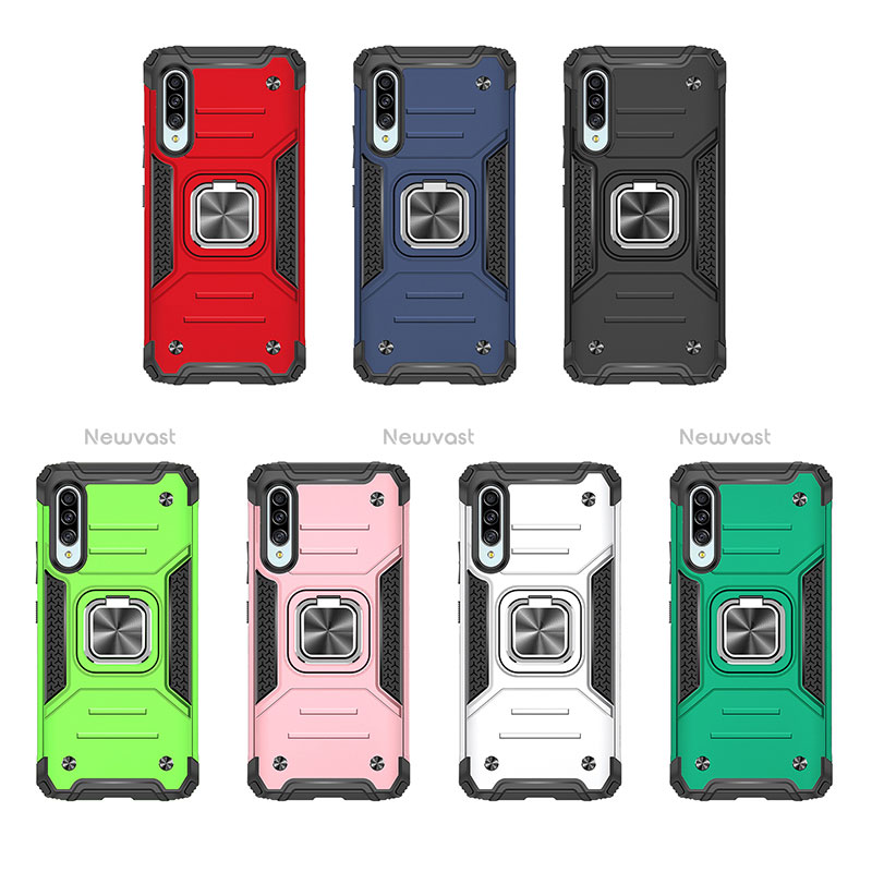 Silicone Matte Finish and Plastic Back Cover Case with Magnetic Finger Ring Stand MQ1 for Samsung Galaxy A90 5G