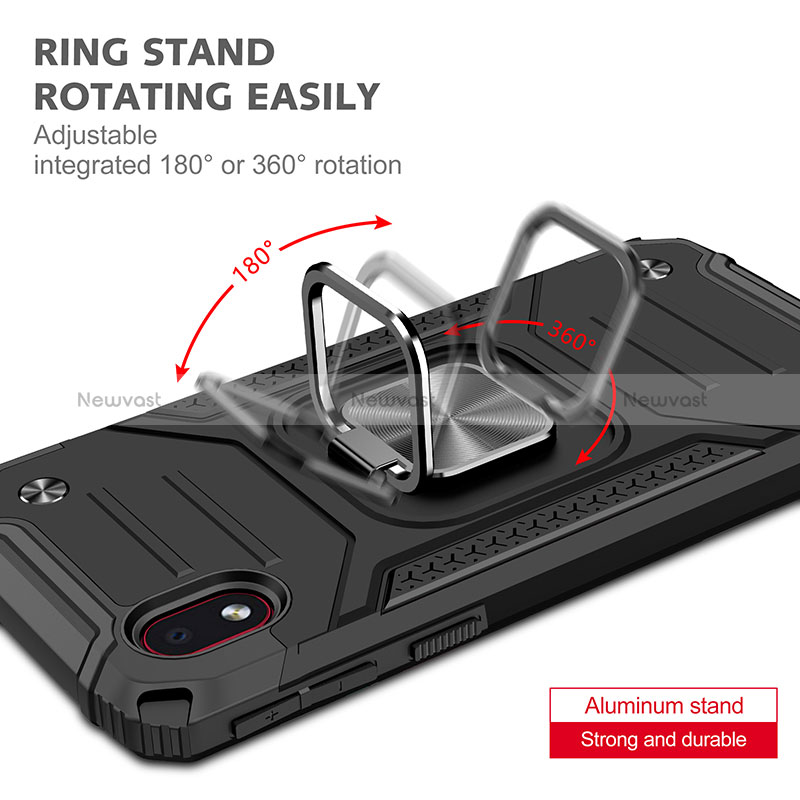 Silicone Matte Finish and Plastic Back Cover Case with Magnetic Finger Ring Stand MQ1 for Samsung Galaxy M01 Core