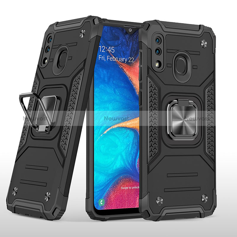 Silicone Matte Finish and Plastic Back Cover Case with Magnetic Finger Ring Stand MQ1 for Samsung Galaxy M10S