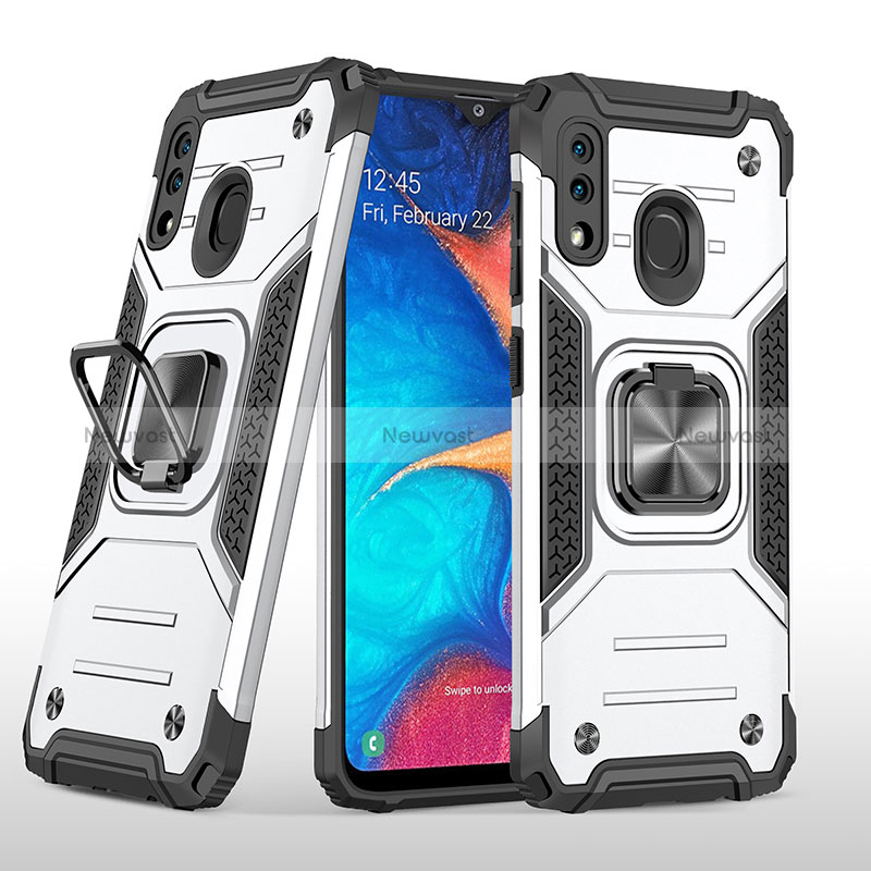 Silicone Matte Finish and Plastic Back Cover Case with Magnetic Finger Ring Stand MQ1 for Samsung Galaxy M10S