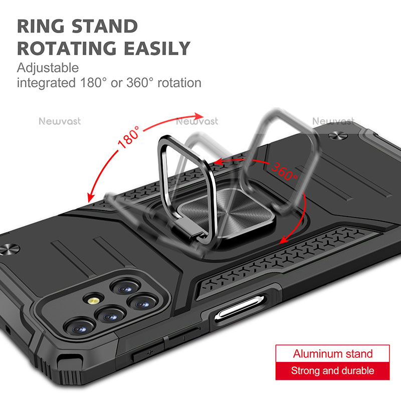 Silicone Matte Finish and Plastic Back Cover Case with Magnetic Finger Ring Stand MQ1 for Samsung Galaxy M31s