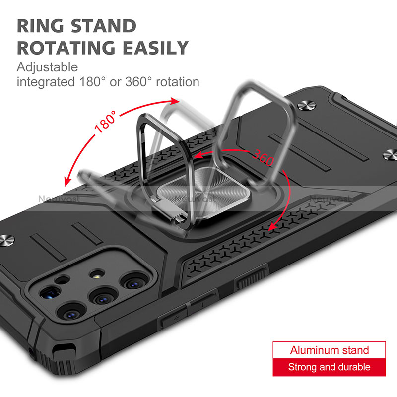 Silicone Matte Finish and Plastic Back Cover Case with Magnetic Finger Ring Stand MQ1 for Samsung Galaxy S10 Lite