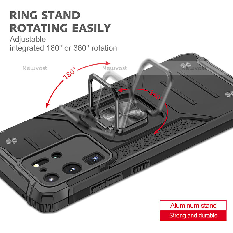 Silicone Matte Finish and Plastic Back Cover Case with Magnetic Finger Ring Stand MQ1 for Samsung Galaxy S20 Ultra