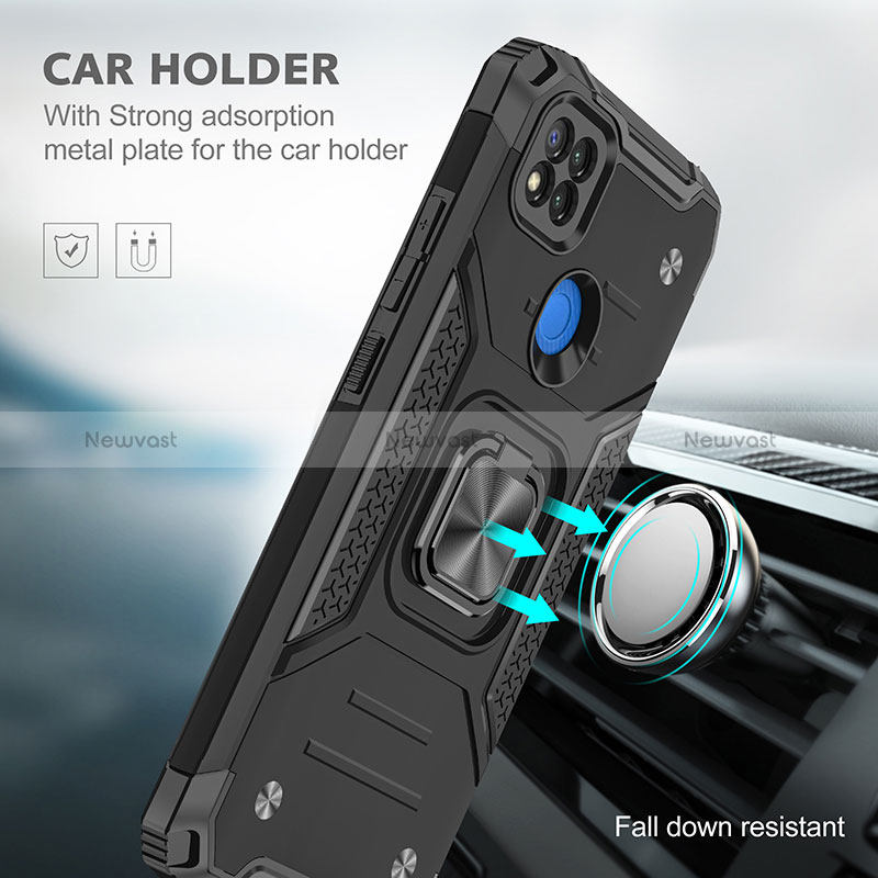 Silicone Matte Finish and Plastic Back Cover Case with Magnetic Finger Ring Stand MQ1 for Xiaomi POCO C31