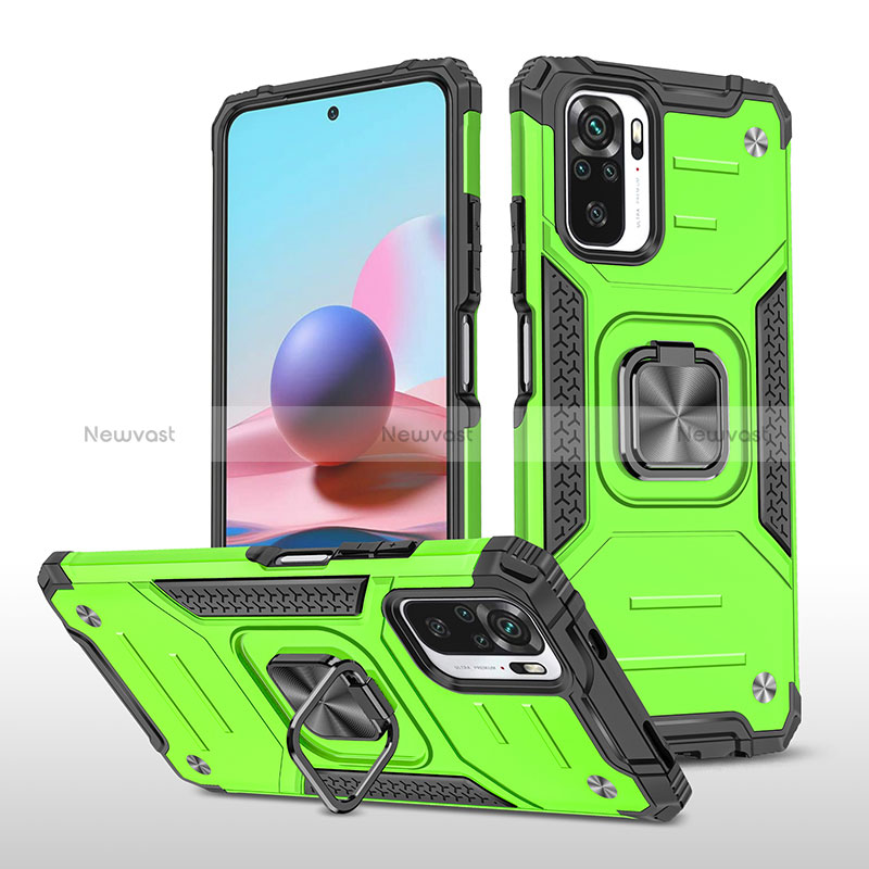 Silicone Matte Finish and Plastic Back Cover Case with Magnetic Finger Ring Stand MQ1 for Xiaomi Redmi Note 11 SE India 4G