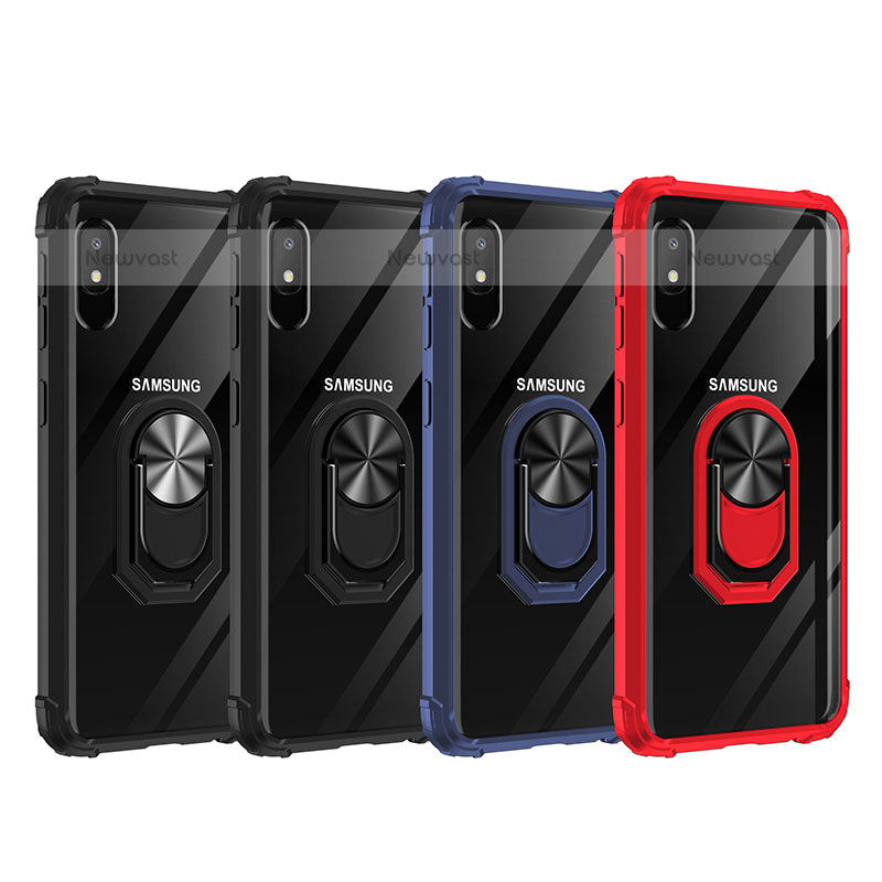 Silicone Matte Finish and Plastic Back Cover Case with Magnetic Finger Ring Stand MQ2 for Samsung Galaxy A10e