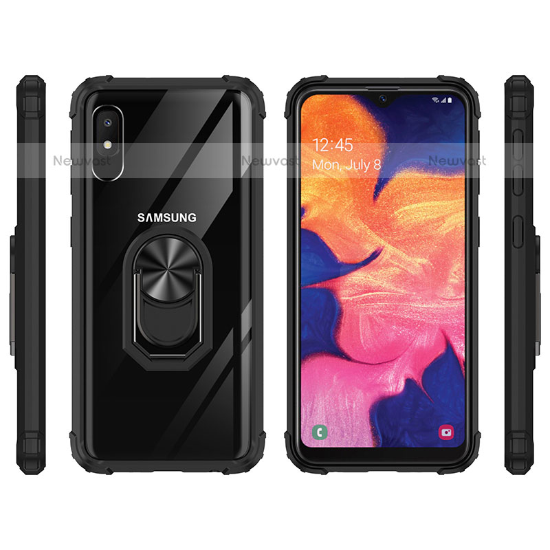 Silicone Matte Finish and Plastic Back Cover Case with Magnetic Finger Ring Stand MQ2 for Samsung Galaxy A10e