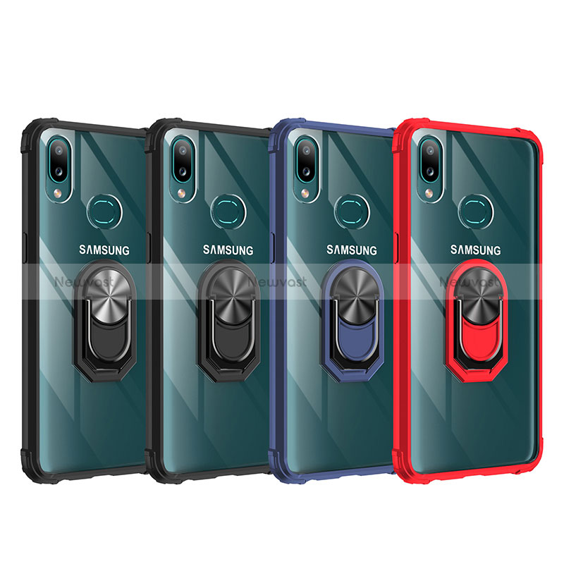 Silicone Matte Finish and Plastic Back Cover Case with Magnetic Finger Ring Stand MQ2 for Samsung Galaxy A10s