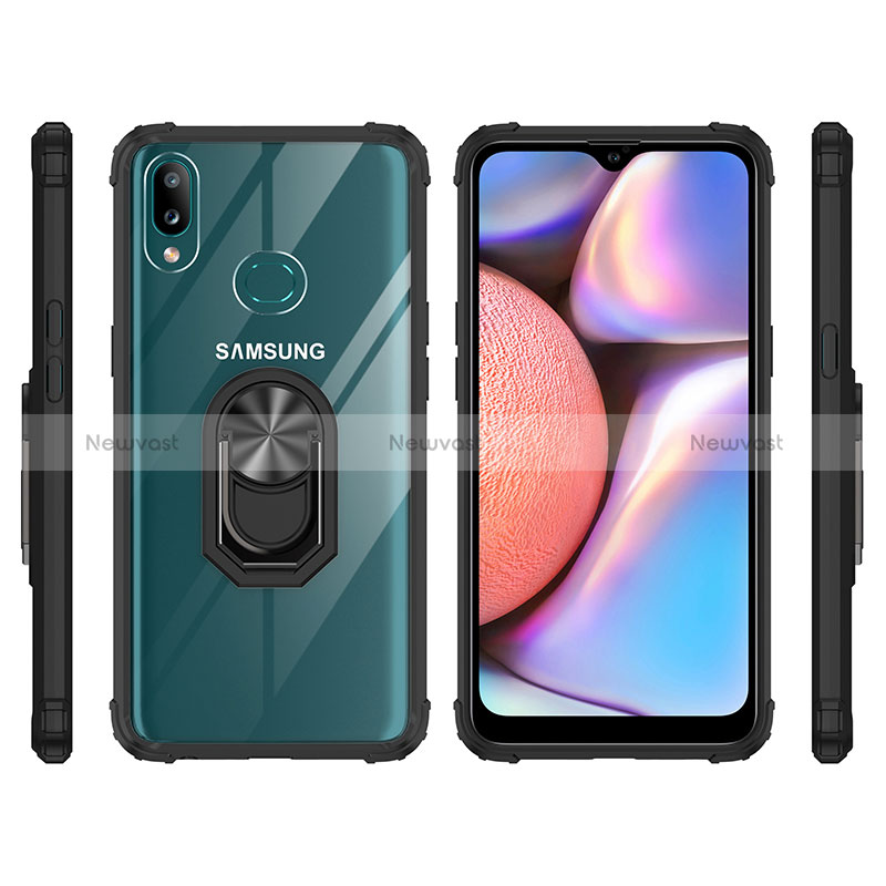 Silicone Matte Finish and Plastic Back Cover Case with Magnetic Finger Ring Stand MQ2 for Samsung Galaxy A10s