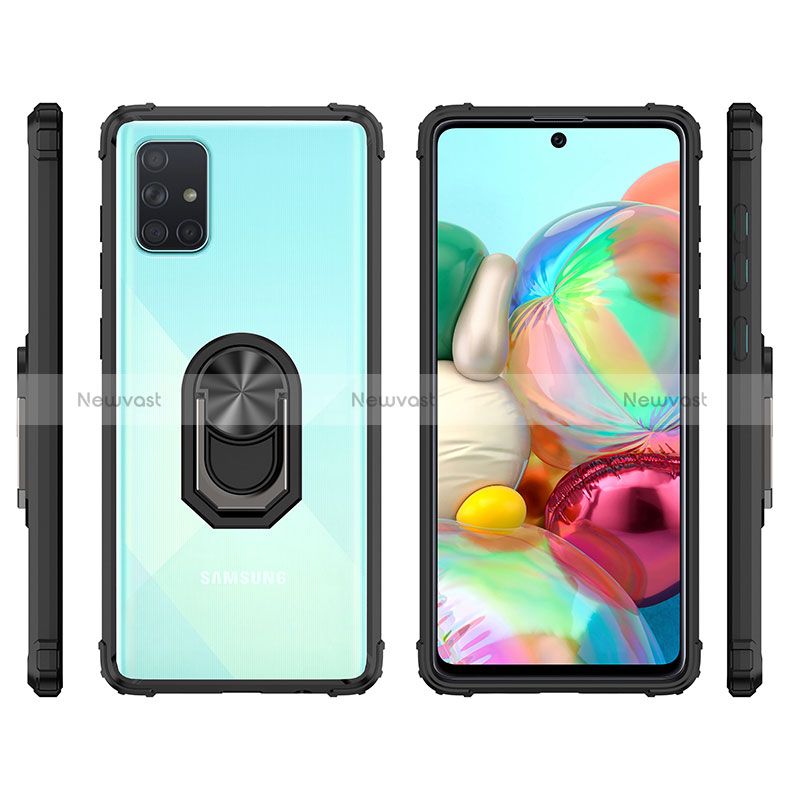 Silicone Matte Finish and Plastic Back Cover Case with Magnetic Finger Ring Stand MQ2 for Samsung Galaxy A51 5G