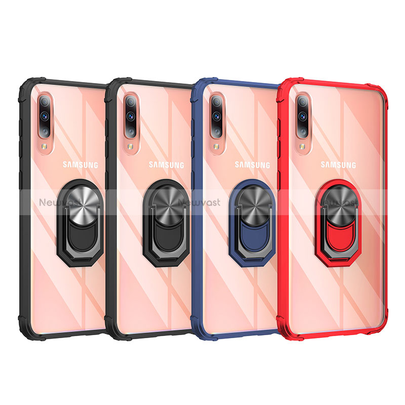 Silicone Matte Finish and Plastic Back Cover Case with Magnetic Finger Ring Stand MQ2 for Samsung Galaxy A70S