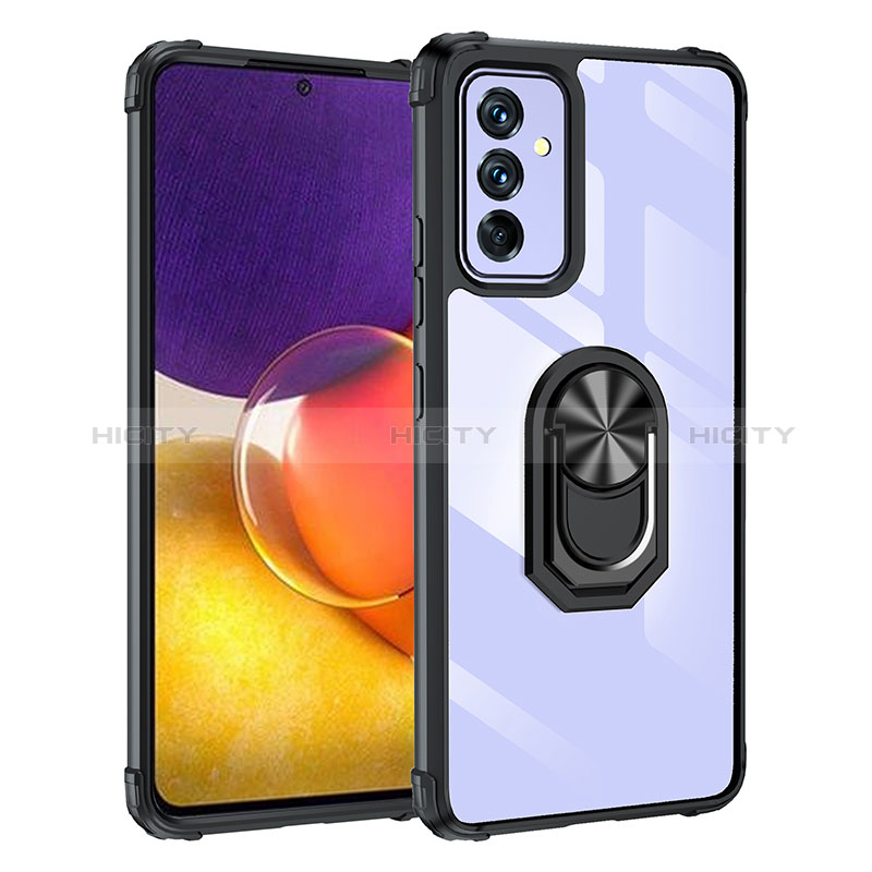 Silicone Matte Finish and Plastic Back Cover Case with Magnetic Finger Ring Stand MQ2 for Samsung Galaxy A82 5G