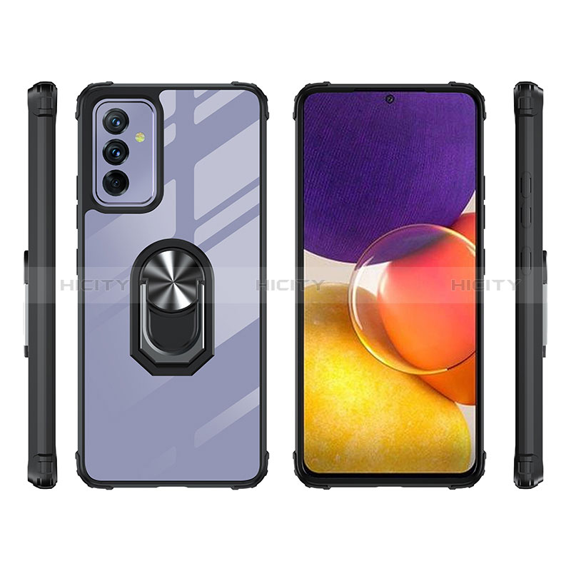 Silicone Matte Finish and Plastic Back Cover Case with Magnetic Finger Ring Stand MQ2 for Samsung Galaxy M34 5G