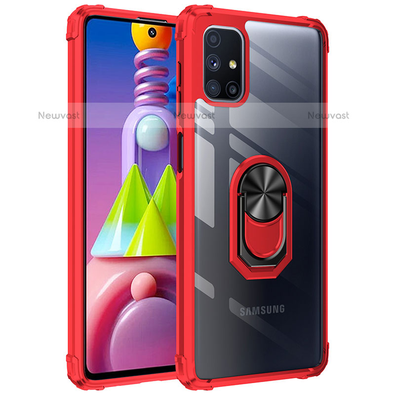 Silicone Matte Finish and Plastic Back Cover Case with Magnetic Finger Ring Stand MQ2 for Samsung Galaxy M51