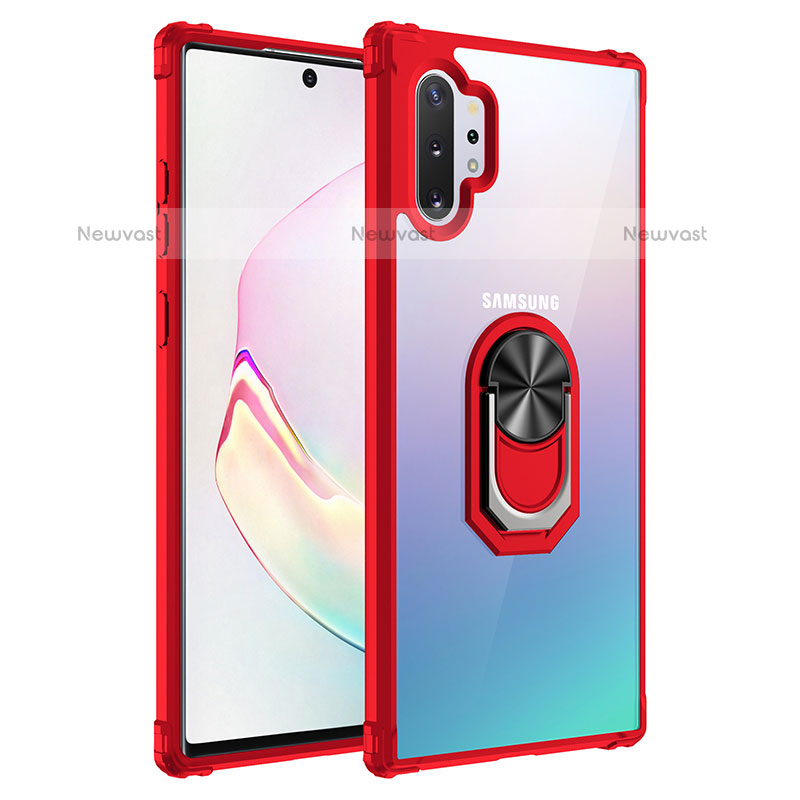 Silicone Matte Finish and Plastic Back Cover Case with Magnetic Finger Ring Stand MQ2 for Samsung Galaxy Note 10 Plus 5G