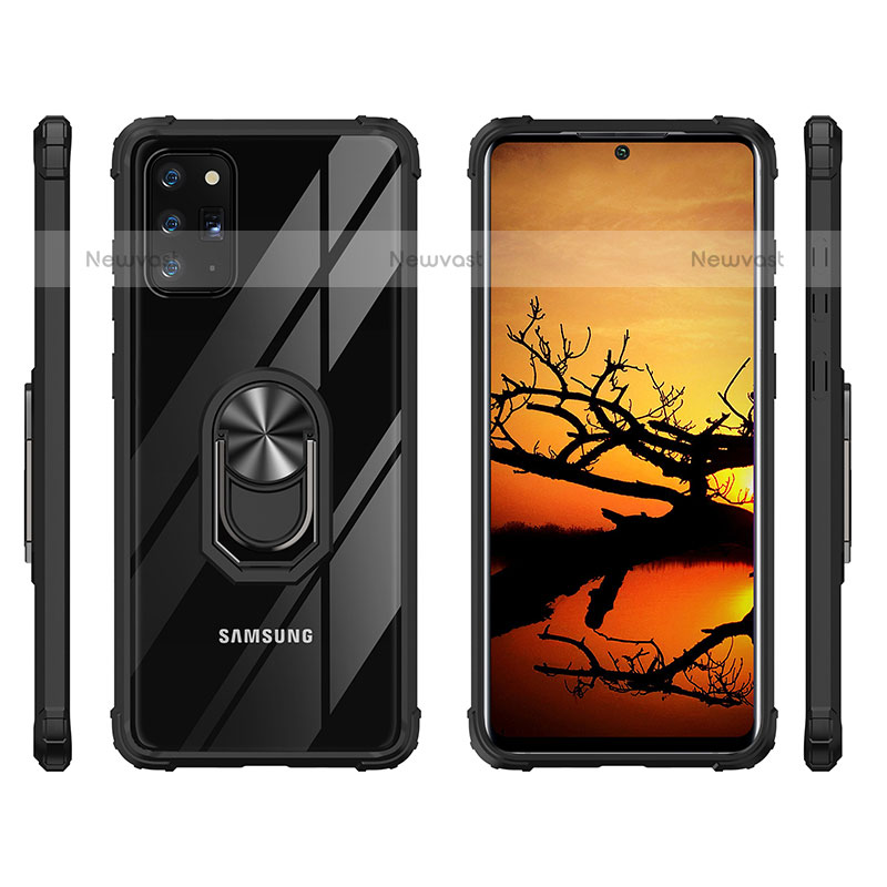 Silicone Matte Finish and Plastic Back Cover Case with Magnetic Finger Ring Stand MQ2 for Samsung Galaxy Note 20 5G