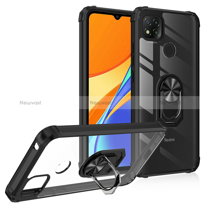 Silicone Matte Finish and Plastic Back Cover Case with Magnetic Finger Ring Stand MQ2 for Xiaomi POCO C3