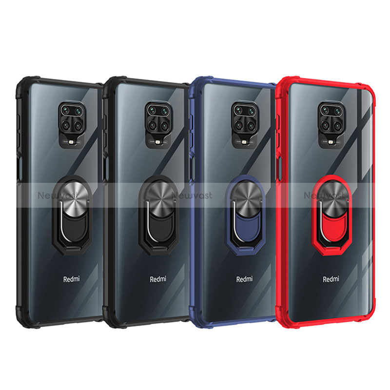 Silicone Matte Finish and Plastic Back Cover Case with Magnetic Finger Ring Stand MQ2 for Xiaomi Redmi Note 9S