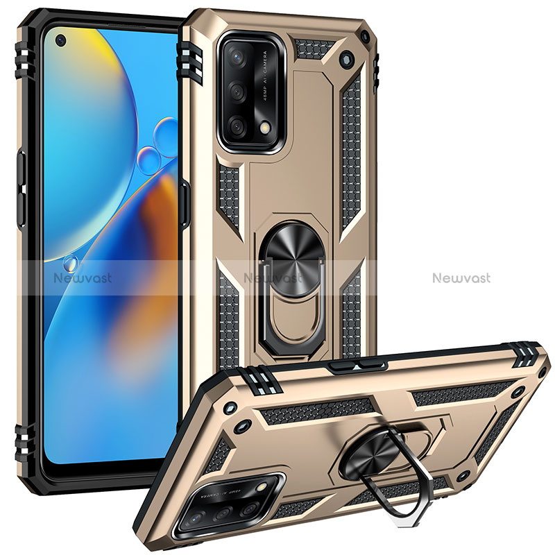 Silicone Matte Finish and Plastic Back Cover Case with Magnetic Finger Ring Stand MQ3 for Oppo Reno6 Lite