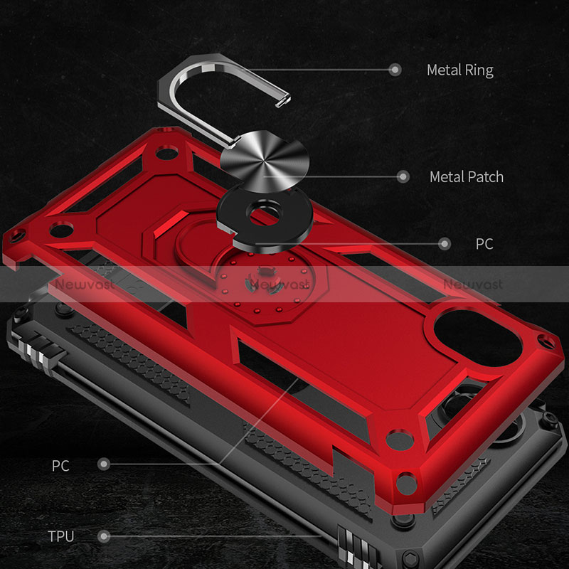 Silicone Matte Finish and Plastic Back Cover Case with Magnetic Finger Ring Stand MQ3 for Samsung Galaxy A01 Core