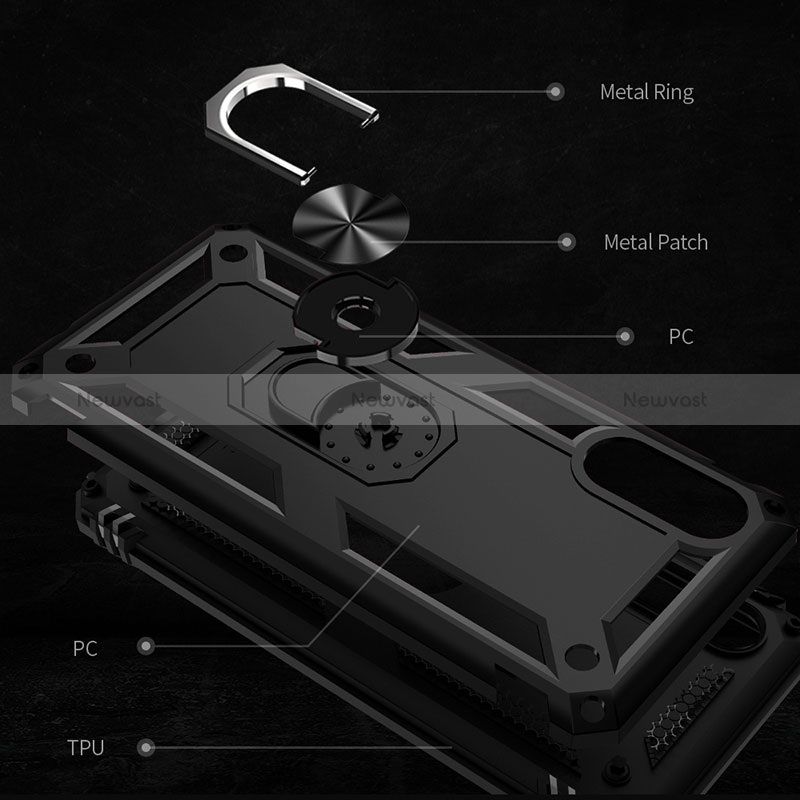 Silicone Matte Finish and Plastic Back Cover Case with Magnetic Finger Ring Stand MQ3 for Samsung Galaxy A02