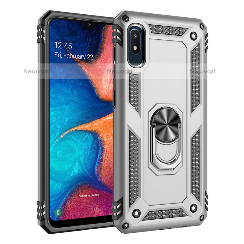 Silicone Matte Finish and Plastic Back Cover Case with Magnetic Finger Ring Stand MQ3 for Samsung Galaxy A10e