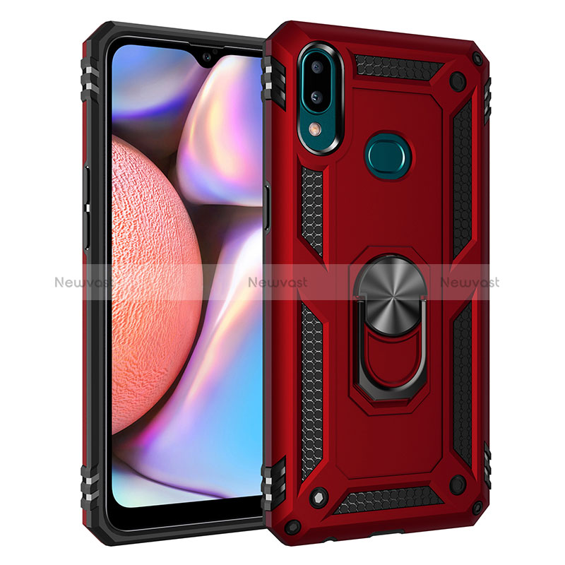 Silicone Matte Finish and Plastic Back Cover Case with Magnetic Finger Ring Stand MQ3 for Samsung Galaxy A10s