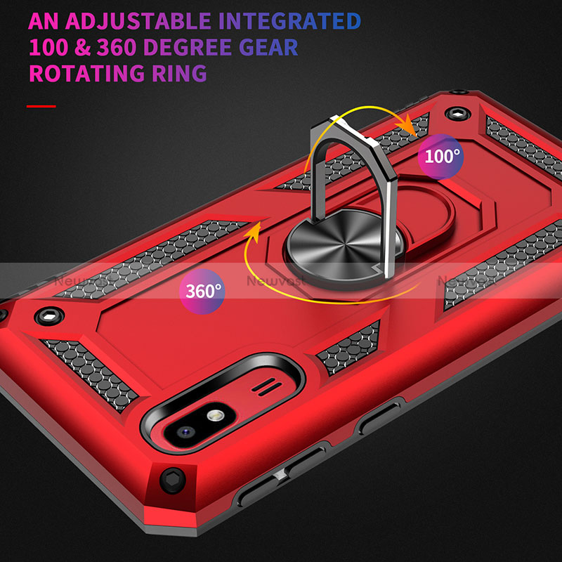 Silicone Matte Finish and Plastic Back Cover Case with Magnetic Finger Ring Stand MQ3 for Samsung Galaxy A2 Core A260F A260G