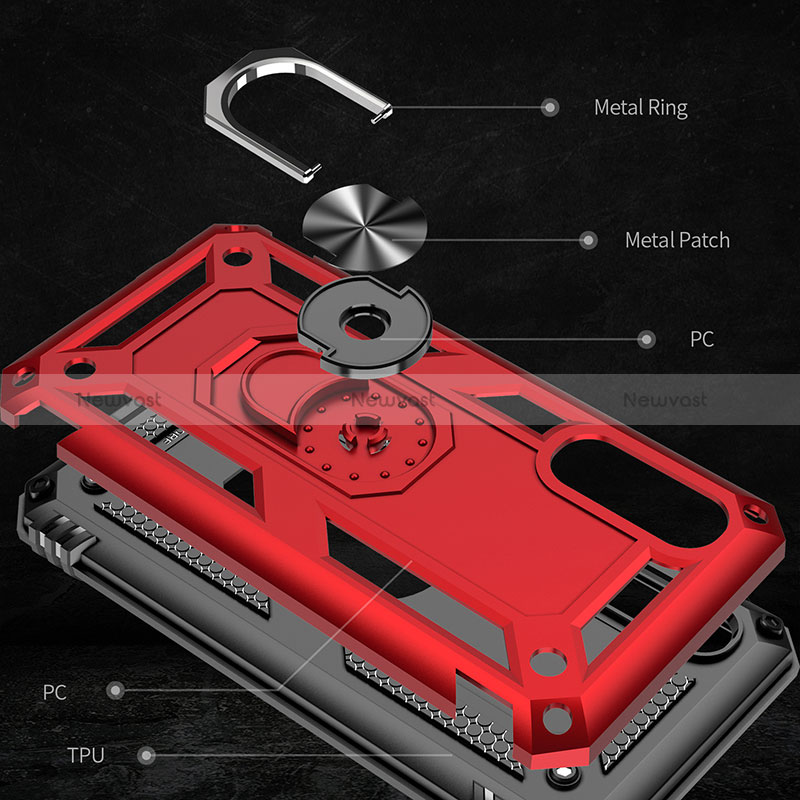 Silicone Matte Finish and Plastic Back Cover Case with Magnetic Finger Ring Stand MQ3 for Samsung Galaxy A2 Core A260F A260G