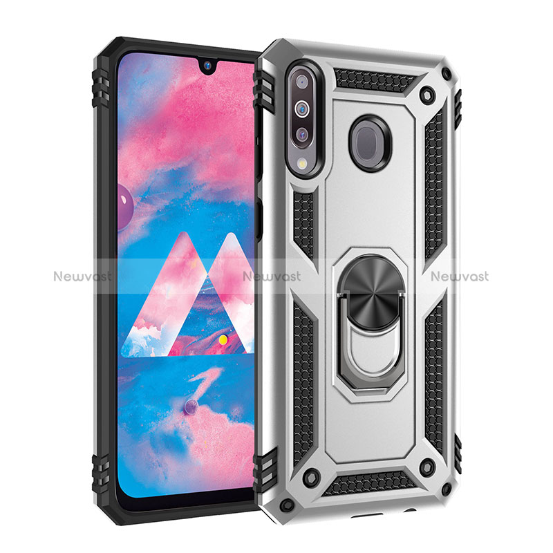 Silicone Matte Finish and Plastic Back Cover Case with Magnetic Finger Ring Stand MQ3 for Samsung Galaxy A40s