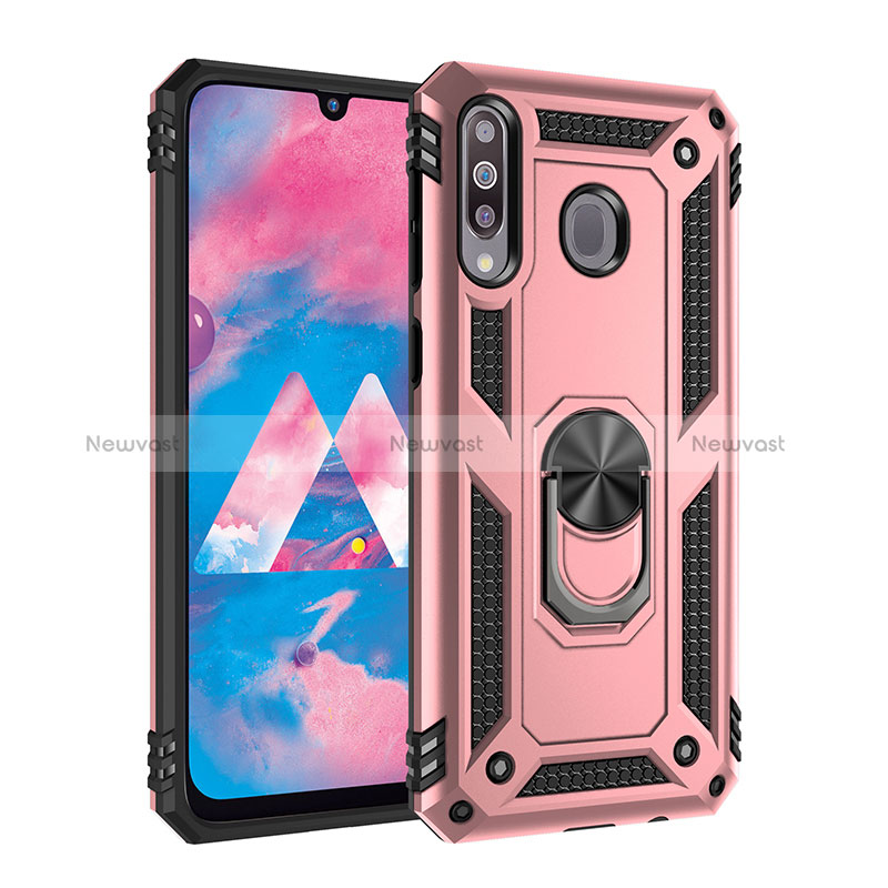 Silicone Matte Finish and Plastic Back Cover Case with Magnetic Finger Ring Stand MQ3 for Samsung Galaxy A40s