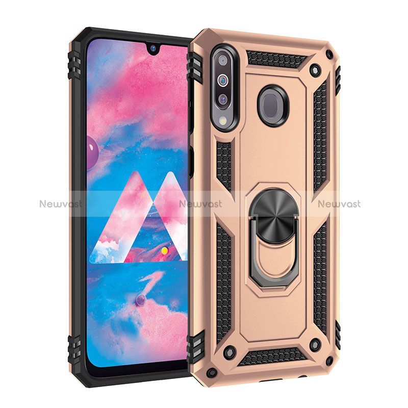 Silicone Matte Finish and Plastic Back Cover Case with Magnetic Finger Ring Stand MQ3 for Samsung Galaxy A40s