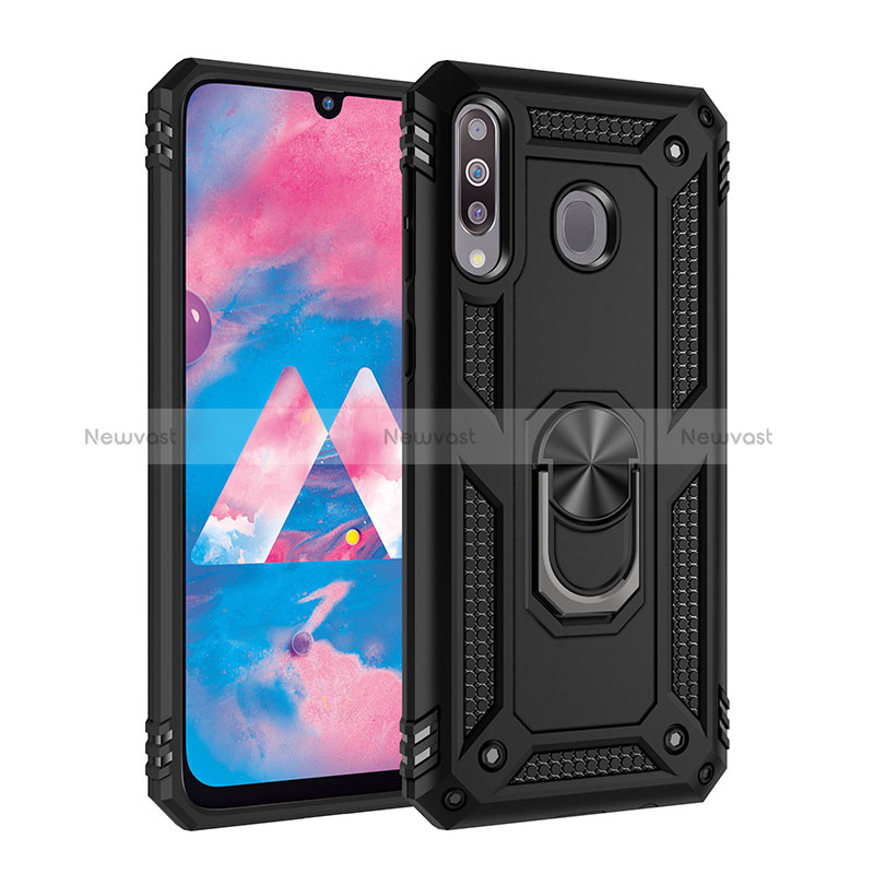 Silicone Matte Finish and Plastic Back Cover Case with Magnetic Finger Ring Stand MQ3 for Samsung Galaxy A40s