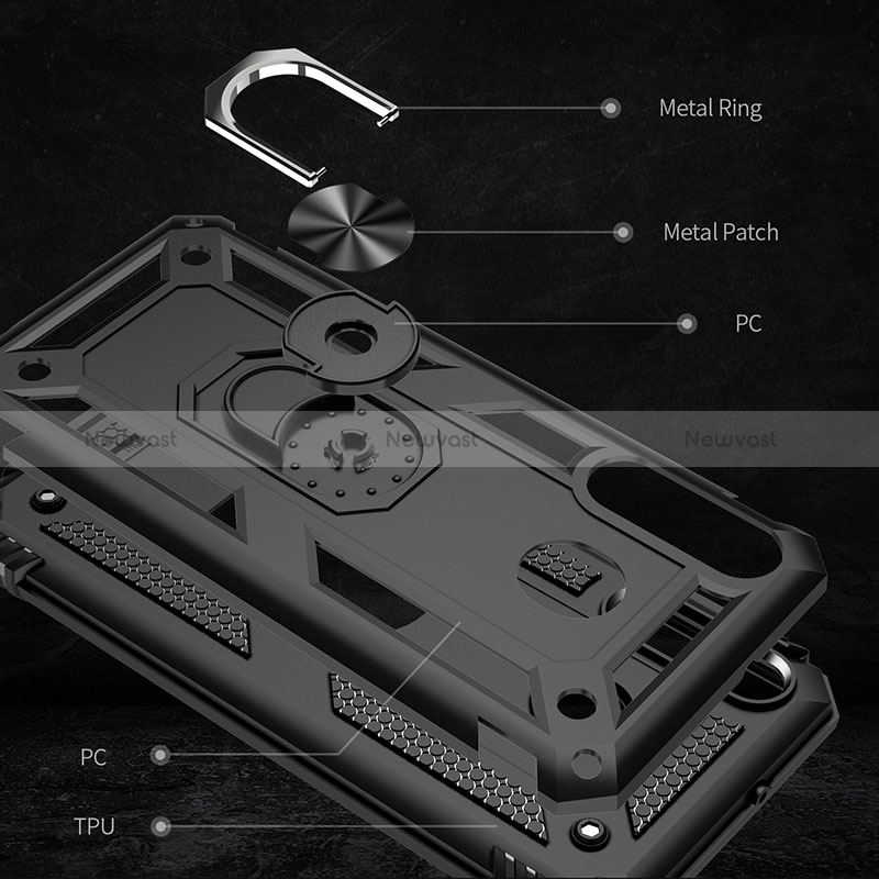 Silicone Matte Finish and Plastic Back Cover Case with Magnetic Finger Ring Stand MQ3 for Samsung Galaxy A40s