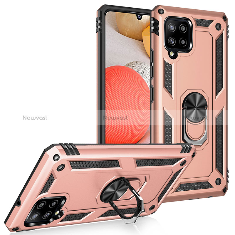 Silicone Matte Finish and Plastic Back Cover Case with Magnetic Finger Ring Stand MQ3 for Samsung Galaxy A42 5G