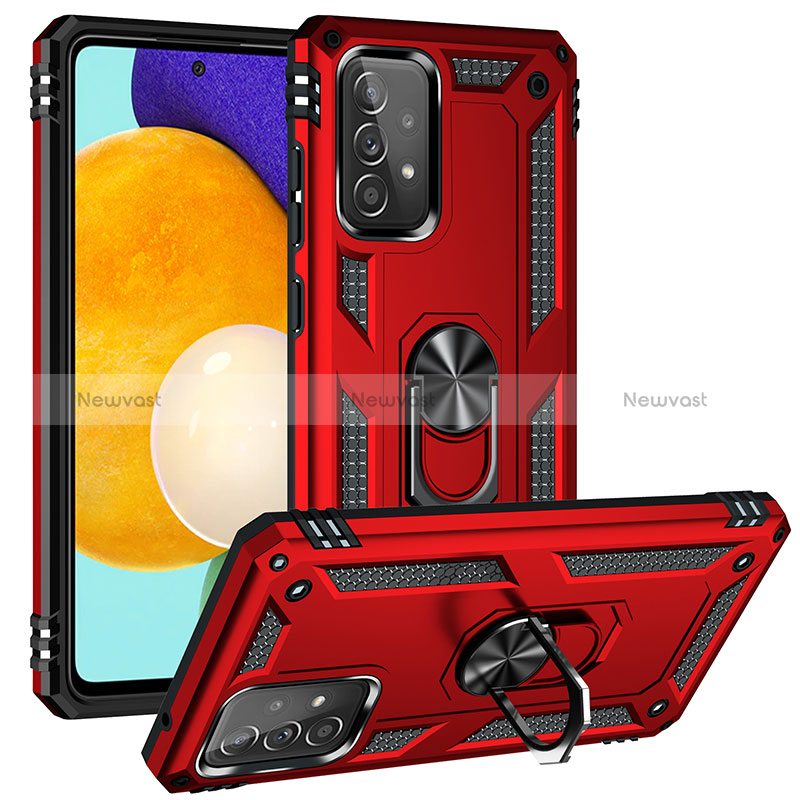 Silicone Matte Finish and Plastic Back Cover Case with Magnetic Finger Ring Stand MQ3 for Samsung Galaxy A52s 5G