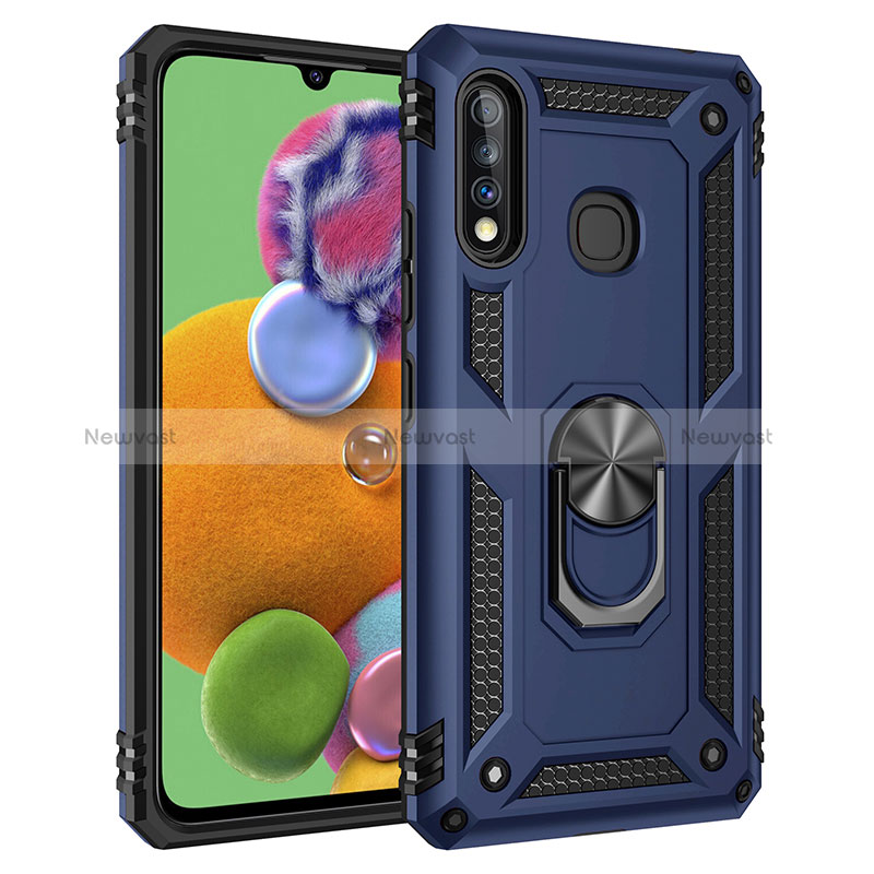 Silicone Matte Finish and Plastic Back Cover Case with Magnetic Finger Ring Stand MQ3 for Samsung Galaxy A70E