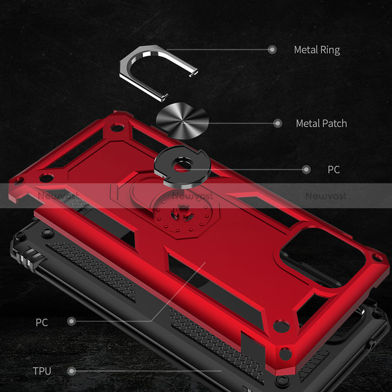 Silicone Matte Finish and Plastic Back Cover Case with Magnetic Finger Ring Stand MQ3 for Samsung Galaxy A81