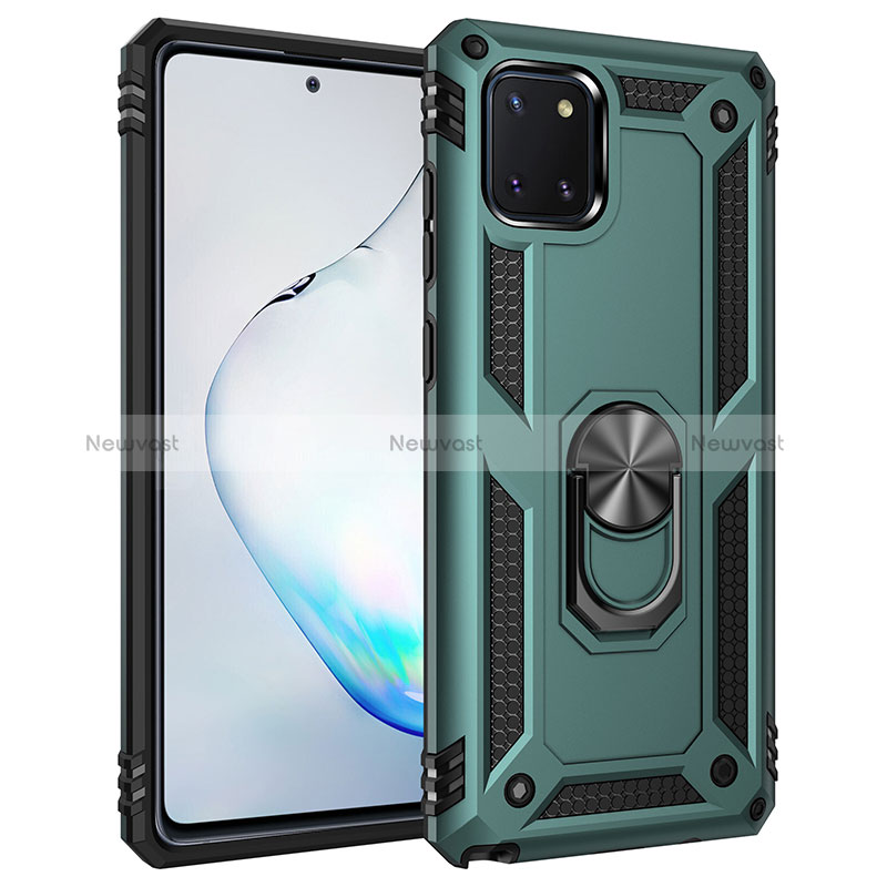 Silicone Matte Finish and Plastic Back Cover Case with Magnetic Finger Ring Stand MQ3 for Samsung Galaxy A81