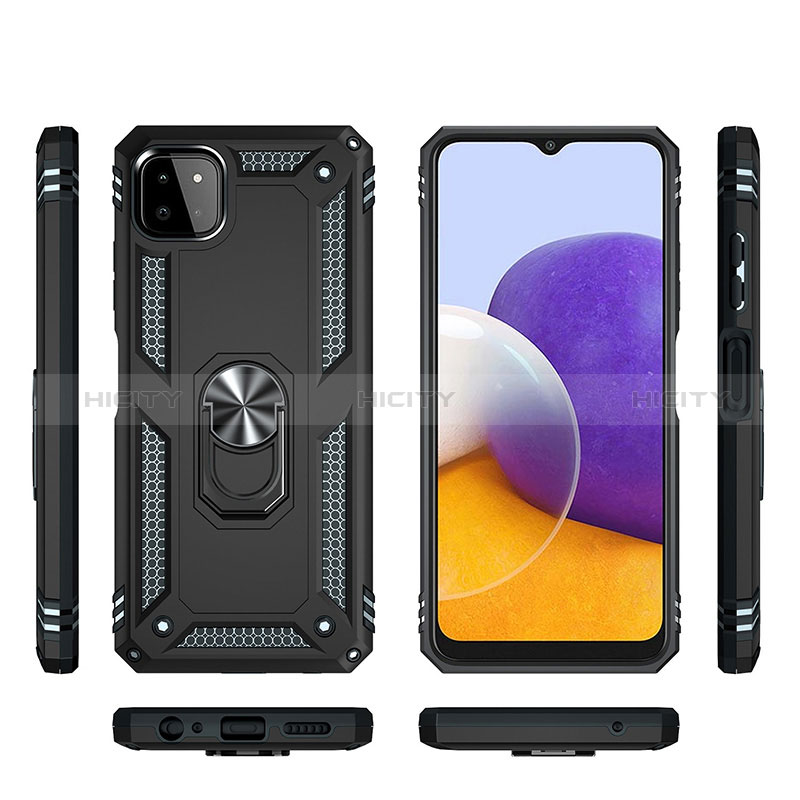 Silicone Matte Finish and Plastic Back Cover Case with Magnetic Finger Ring Stand MQ3 for Samsung Galaxy F42 5G
