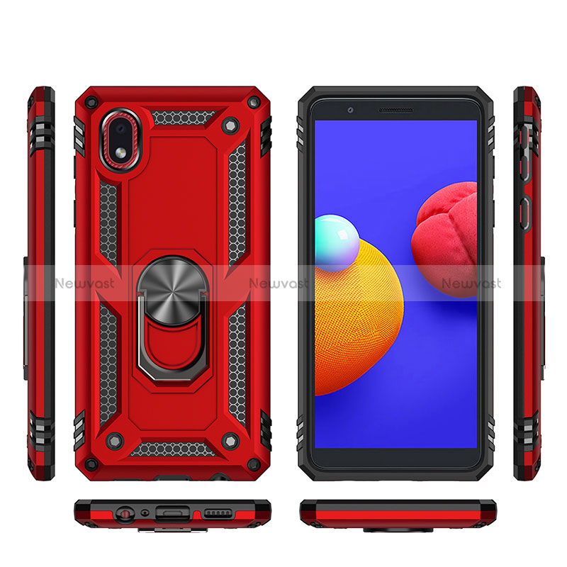 Silicone Matte Finish and Plastic Back Cover Case with Magnetic Finger Ring Stand MQ3 for Samsung Galaxy M01 Core