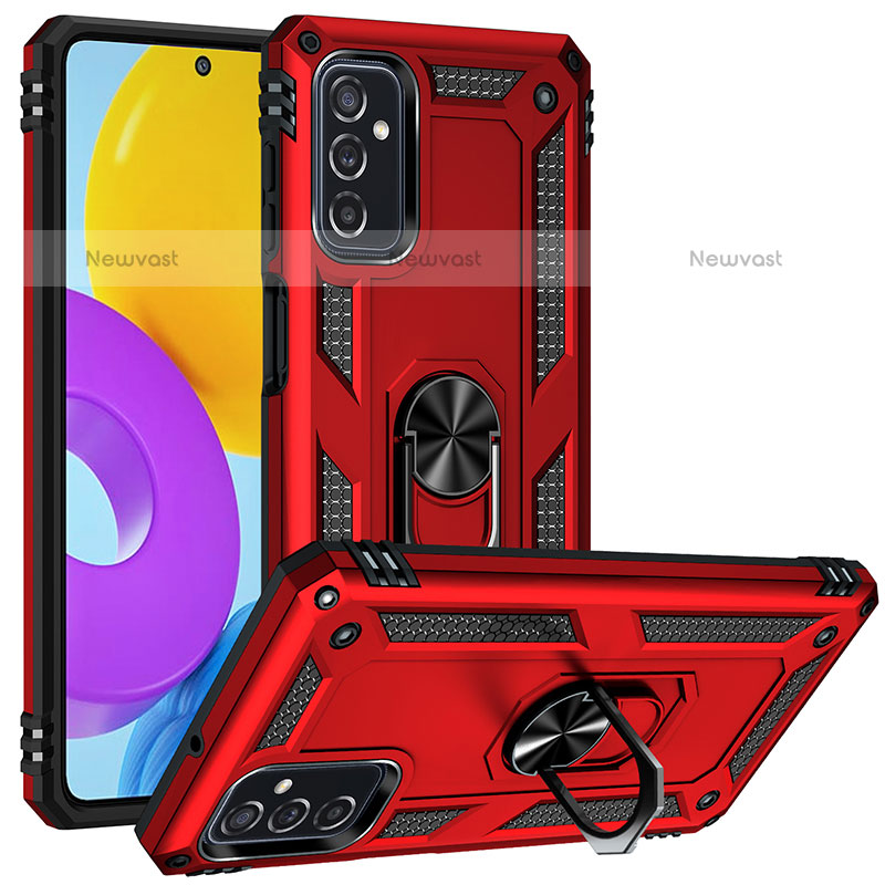 Silicone Matte Finish and Plastic Back Cover Case with Magnetic Finger Ring Stand MQ3 for Samsung Galaxy M52 5G