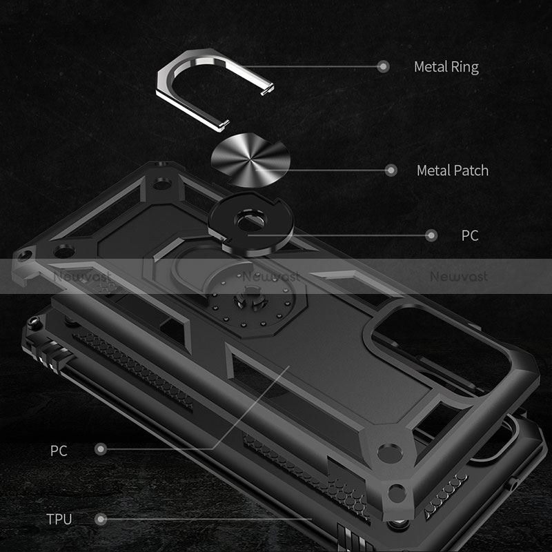 Silicone Matte Finish and Plastic Back Cover Case with Magnetic Finger Ring Stand MQ3 for Samsung Galaxy S20 FE 4G